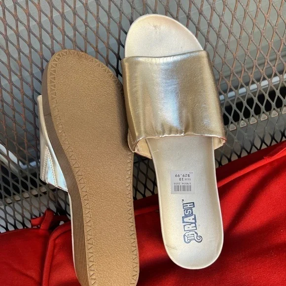 Brash Slide Wedge heel shoes Gold Color US 10 - Picture 4 of 10